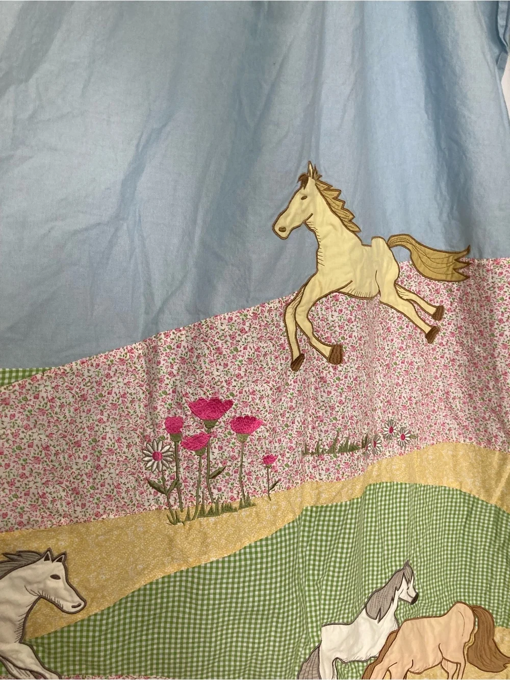 Kids Company Store Girls Embroidered Horse Shower Curtain 72x72 cotton